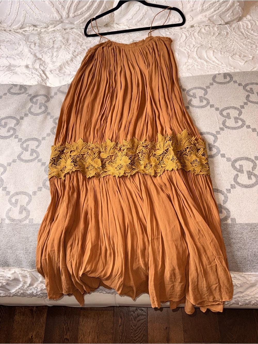 NWT Zara Brown Boho Maxi Dress with Lace Trim $129 - Picture 9 of 15